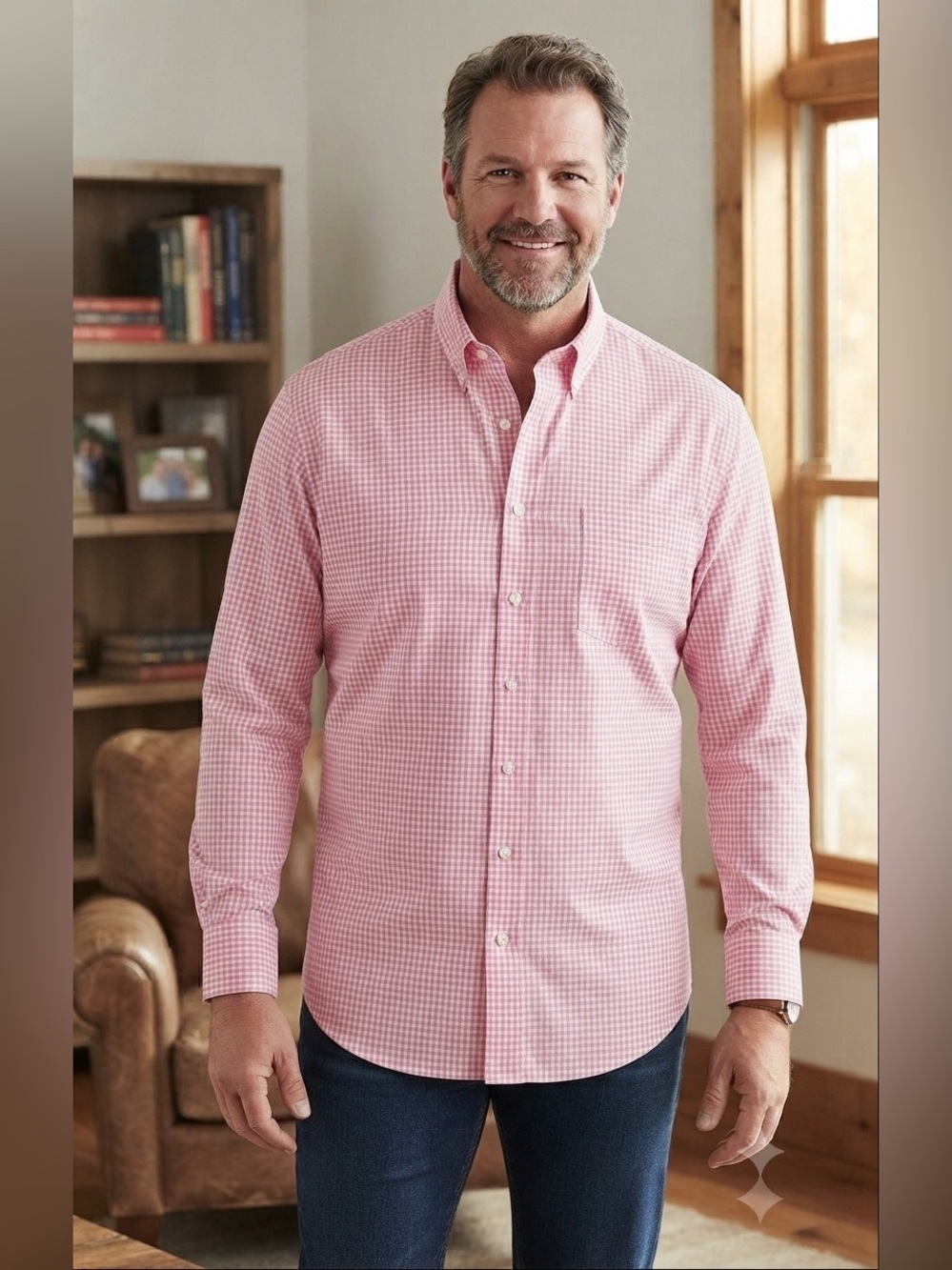 Double Pump EUC Men's Slim Fit
Pink Gingham 100% Cotton Button-Down
Shirt Sz M